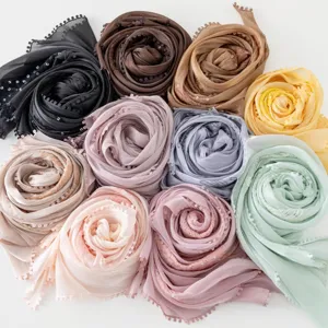 Multi-color sequin embroidered island silk long scarf, breathable elegant women shawl hijab.