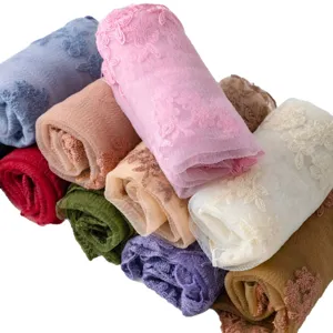 French vintage lace floral headscarf women's solid color embroidered scarf versatile shawl
