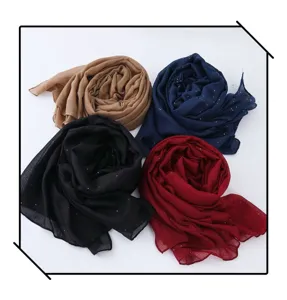 Lichte pailletten voile hoofddoek voor dames, lange veelzijdige sjaal en omslagdoek.