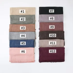 Châle femme en coton lin couleur unie foulard décontracté mode accessoire quotidien