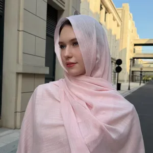 Solid color slub long scarf minimalist breathable casual shawl for women daily travel wear