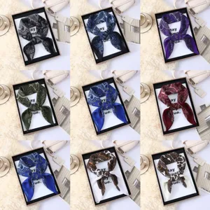 Women Retro Paisley Printed Small Square Scarf Lightweight Satin Neckerchief Fashion Hair Band Neck Scarf Accessory