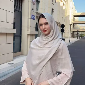 Casual solid color bamboo texture long scarf, minimalist breathable shawl for daily styling.