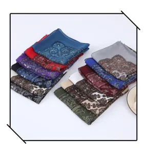 Retro paisley print small square scarf women thin lightweight decorative neckerchief hair band