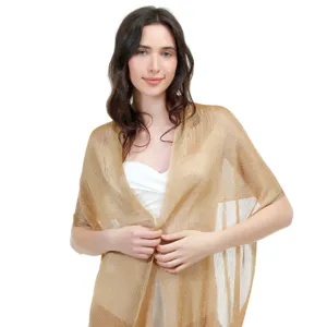 Women metallic gold shawl evening dress wrap sheer lightweight sun protection fashion scarf
