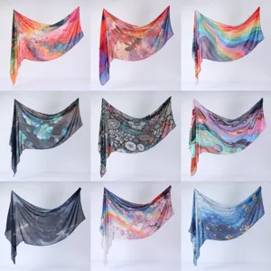Fashion watercolor printed tie dye women scarf shawl wrap multi functional gorgeous styles new