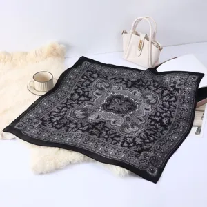 Retro paisley print square scarf, 70x70cm thin neckerchief hair band for women decor.