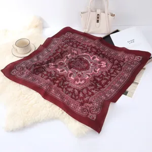 Vintage paisley print square scarf for women, elegant lightweight neckerchief and hair band.