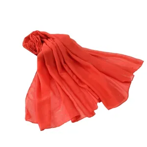 Rode lange voile hijab sjaal met glinsterende strass steentjes dames mode hoofddoek