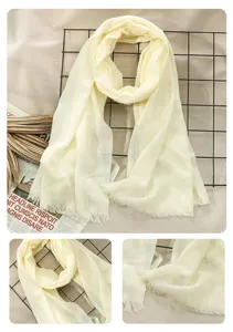 Cotton linen solid color scarf fringe detail view showcasing soft texture and elegant design.