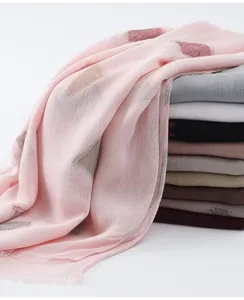 Cotton linen fringe scarf stylish printed shawl elegant hijab for women multi colors