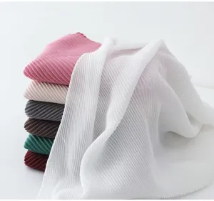 Solid color pleated square scarf for women, elegant 90cm lightweight head wrap scarf