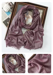 Women shimmering metallic glitter long scarf elegant shawl wrap for spring and autumn seasons