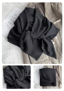Einfarbiger schwarzer Schal vielseitiges Tuch Sommer Damen schlicht elegante Detailansicht