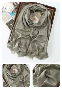 Women's metallic shimmering long scarf shiny glitter shawl wrap with fringe for spring.