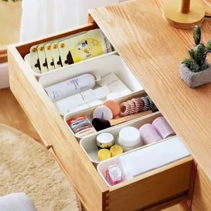 Organizadores de escritorio blancos rectangulares para cajones y cosmética