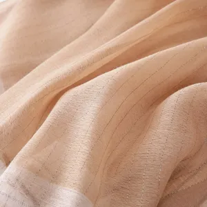 Elegant women metallic striped imitation silk scarf, soft draped lightweight shawl spring autumn.