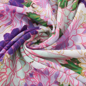 Women summer floral print herringbone scarf breathable lightweight shawl fashion neckerchief.