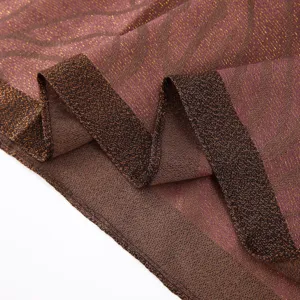 Women's metallic shimmering silk blend square scarf, elegant neckerchief for daily wear.