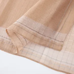 Elegant women's long metallic striped scarf imitation silk thin shawl for spring autumn