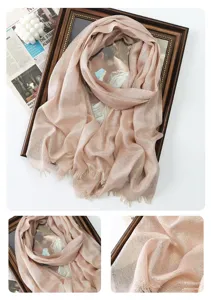 Women solid color metallic shimmer long scarf elegant shawl spring summer fashion accessory