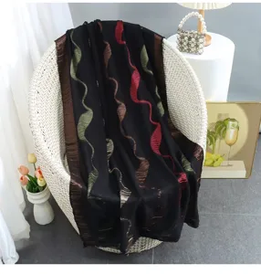 Fashion cut-flower print linen cotton fringed scarf high-end shawl for women.