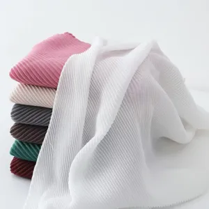 Solid color pleated square scarf for women, elegant 90cm turban and neckerchief style.