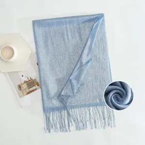 Elegant solid color metallic fringe scarf shawl for women spring autumn daily wardrobe