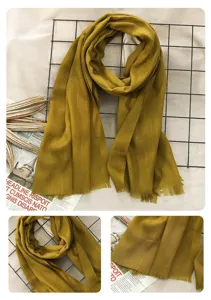 Women solid color cotton linen scarf autumn winter warm casual long shawl wrap soft