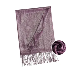 Solid color metallic tassel scarf elegant long shawl wrap for women autumn winter fashion.