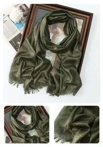 Metallic Shimmering Long Scarf Women Shiny Fringe Shawl Spring Summer Elegant Head Wrap