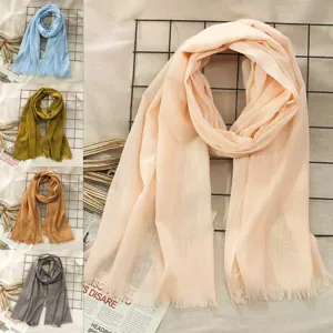 Women's Literary Solid Color Scarf Polyester Warp Knitted Tassel Shawl Autumn Winter Warm Casual Daily Fashion Scarf