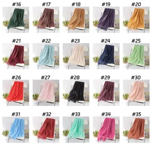 Autumn and winter solid color linen scarf shawl multi-color variant display grid options.