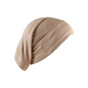 Close-up detail of the soft stretchable beige inner cap fabric and neat stitching.