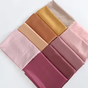 Solid color satin scarf fabric multi-color set elegant women long headwear accessories.