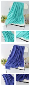 Solid color linen scarf tassel shawl women winter autumn multi-purpose beach head wrap fashion