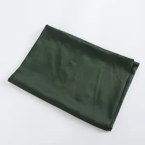 Solid dark green satin headscarf soft silk fabric long scarf for daily elegant wear