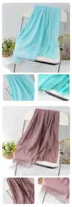 Solid color linen scarf shawl fringe beach towel versatile lightweight summer autumn scarf