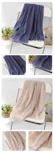 Solid color linen scarf shawl shawl with fringe details, soft texture, versatile autumn winter clothing.