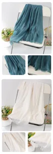 Solid color linen fringed scarf shawl for women, versatile beach towel and head wrap.