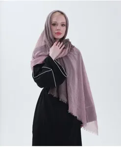 Gradient cotton linen scarf for women, elegant lightweight hijab and shawl wrap details