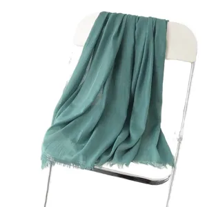 Solid color linen scarf, elegant fringe shawl, versatile fashion accessory for women daily wear.