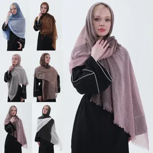 Women Fashion Gradient Color Scarf Lightweight Breathable Cotton Linen Feel Shawl Wrap Daily Travel Sun Protection Scarf