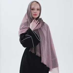 Gradient cotton linen scarf for women, stylish hijab wrap and long shawl for daily wear and fashion.