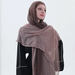 Gradient cotton linen hijab fashion women wrap scarf lightweight breathable daily wear accessory