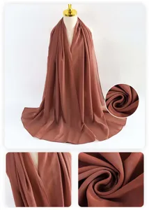 Sciarpa lunga in chiffon di perla tinta unita da donna, hijab elegante e copricapo.
