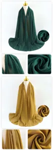Sciarpa lunga in chiffon di perla tinta unita elegante hijab con bordo dritto per donne
