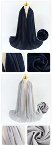 Sciarpa lunga in chiffon perlato tinta unita hijab drappo elegante leggero copricapo