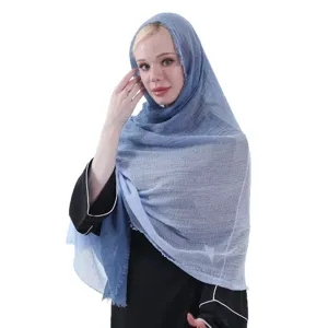 Gradient cotton linen scarf for women, stylish hijab and wrap shawl for daily wear.