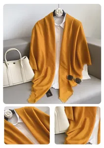 Vrouwen effen kleur korte kwast sjaal omslagdoek elegante vintage casual mode cape